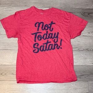 DOM "Not Today Satan" Christian T-Shirt Medium Red